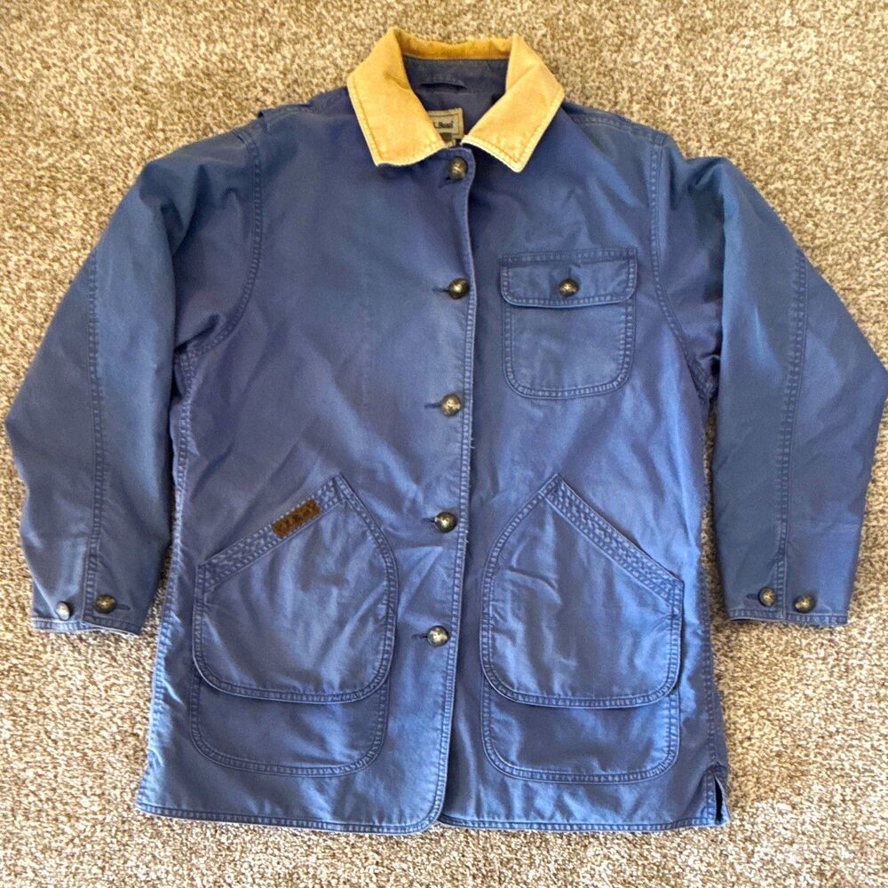 L.L.Bean Women's Blue Button Front Mid-Length Jacket Lined Pockets Collared S